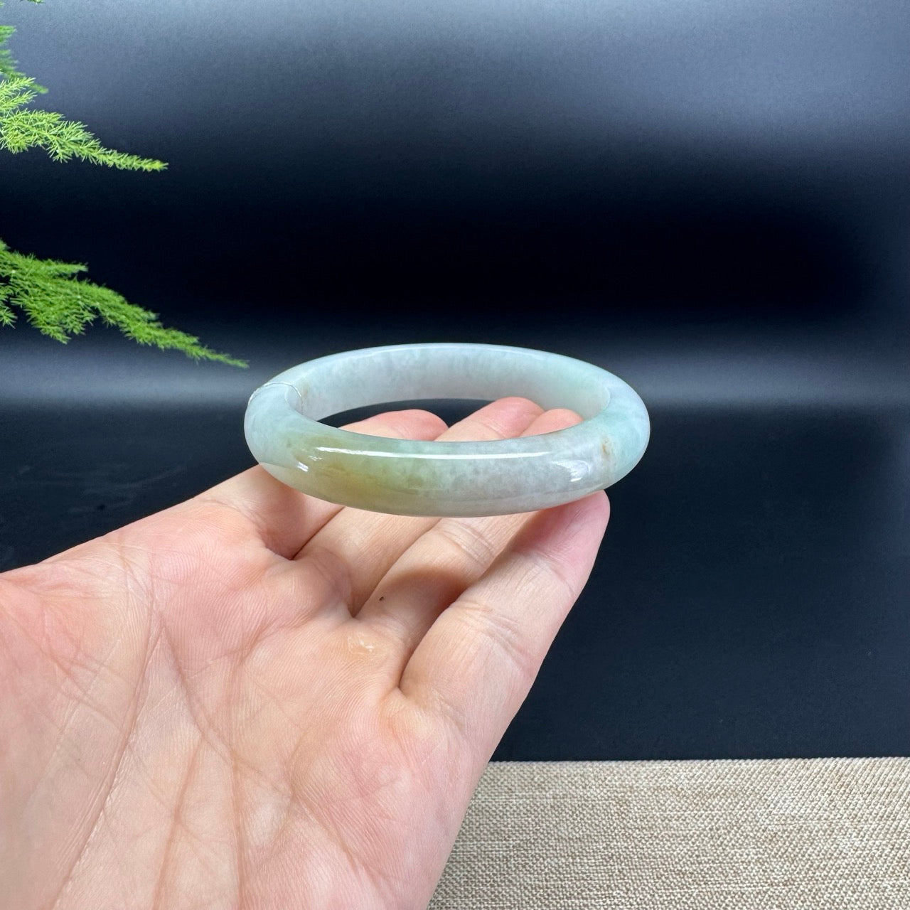 Genuine Burmese Lavender Green Jade Jadeite Bangle Bracelet ( 60.6mm )