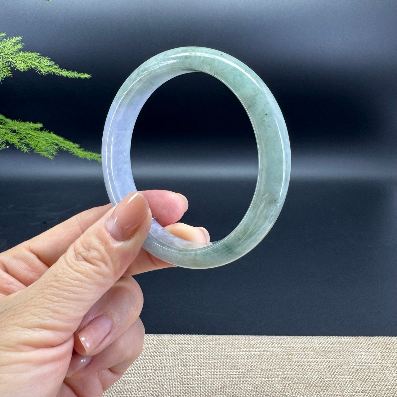 Genuine Burmese Lavender Green Jade Jadeite Bangle Bracelet ( 60.5mm )