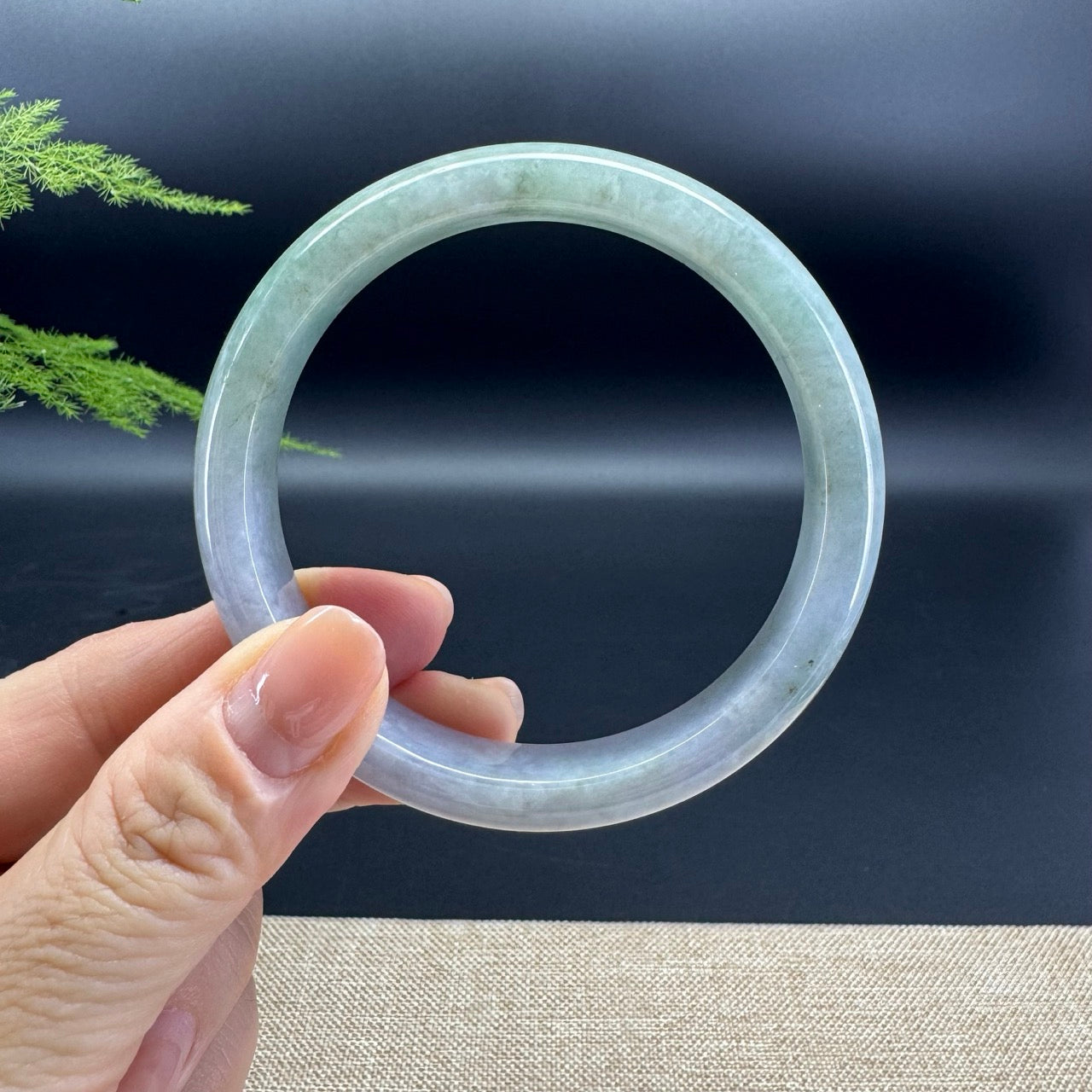 Genuine Burmese Lavender Green Jade Jadeite Bangle Bracelet ( 60.5mm )