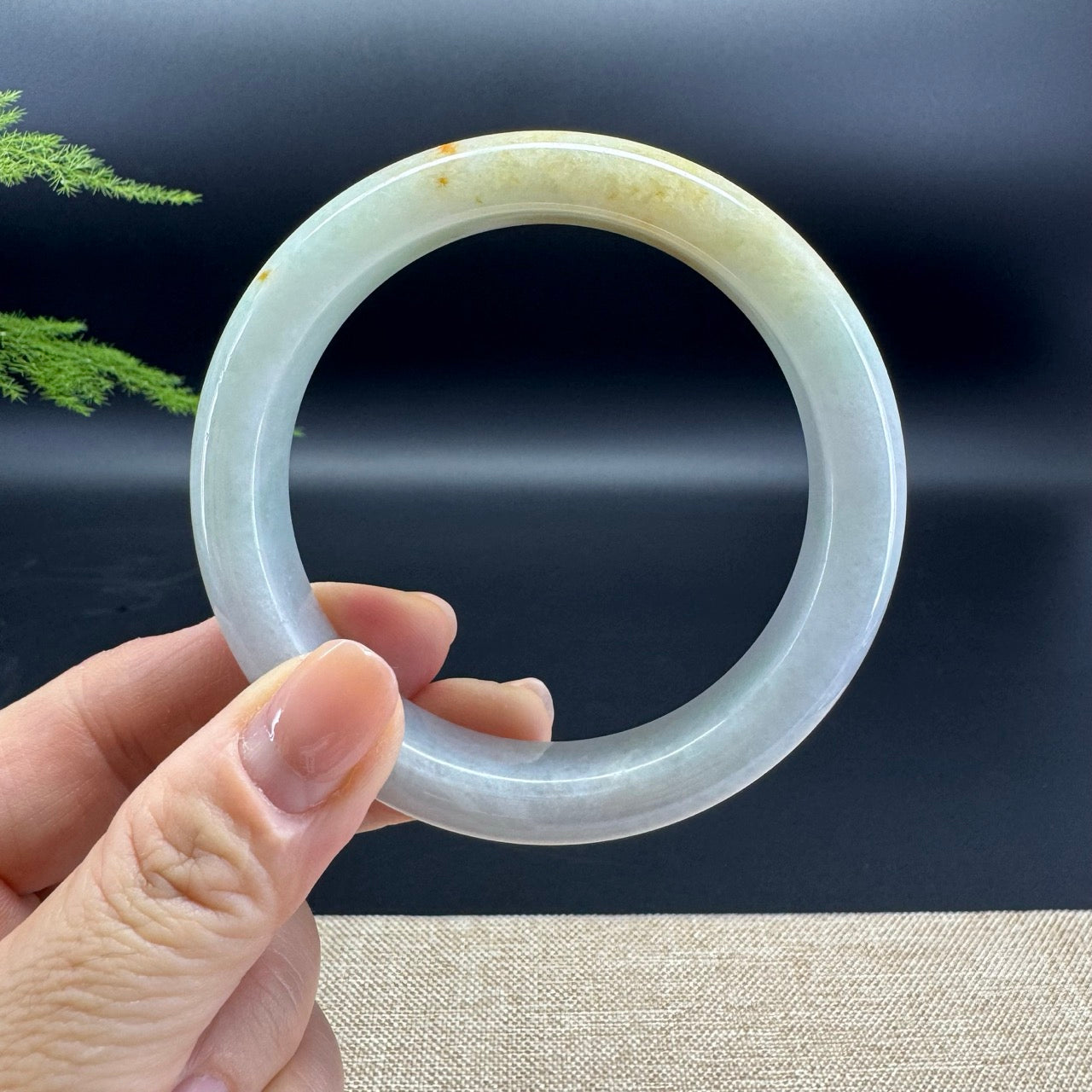 Genuine Burmese Yellow Green Jade Jadeite Bangle Bracelet ( 60.4mm )
