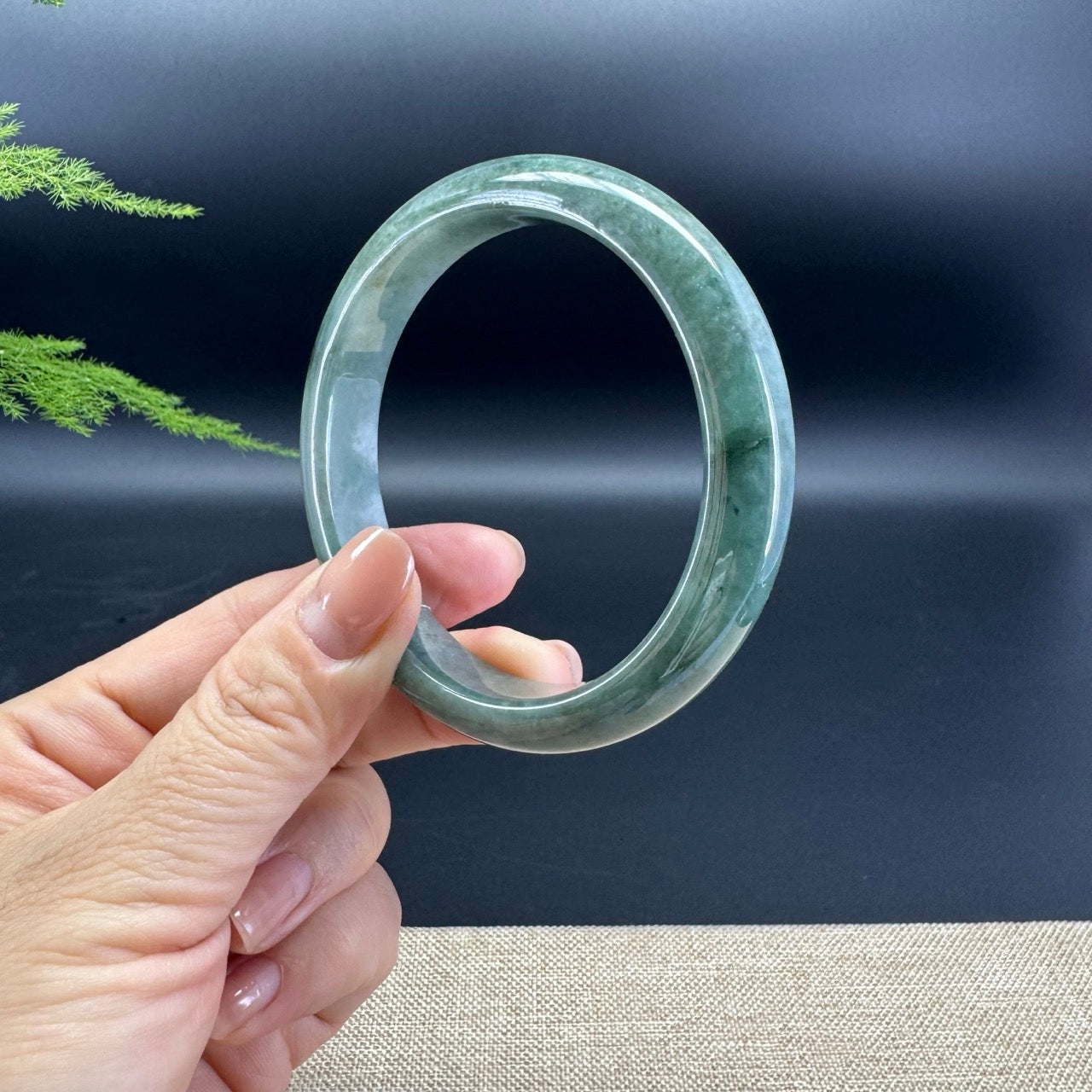 Genuine Burmese Lavender Green Jade Jadeite Bangle Bracelet ( 60.1mm )
