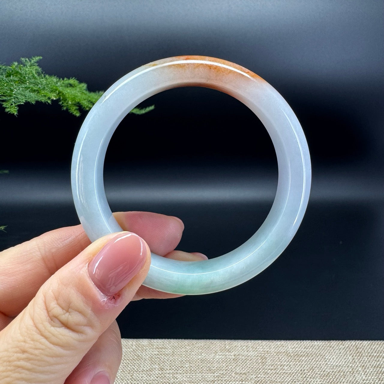 Genuine Burmese FU LU SHOU Jade Jadeite Bangle Bracelet (54.4mm)