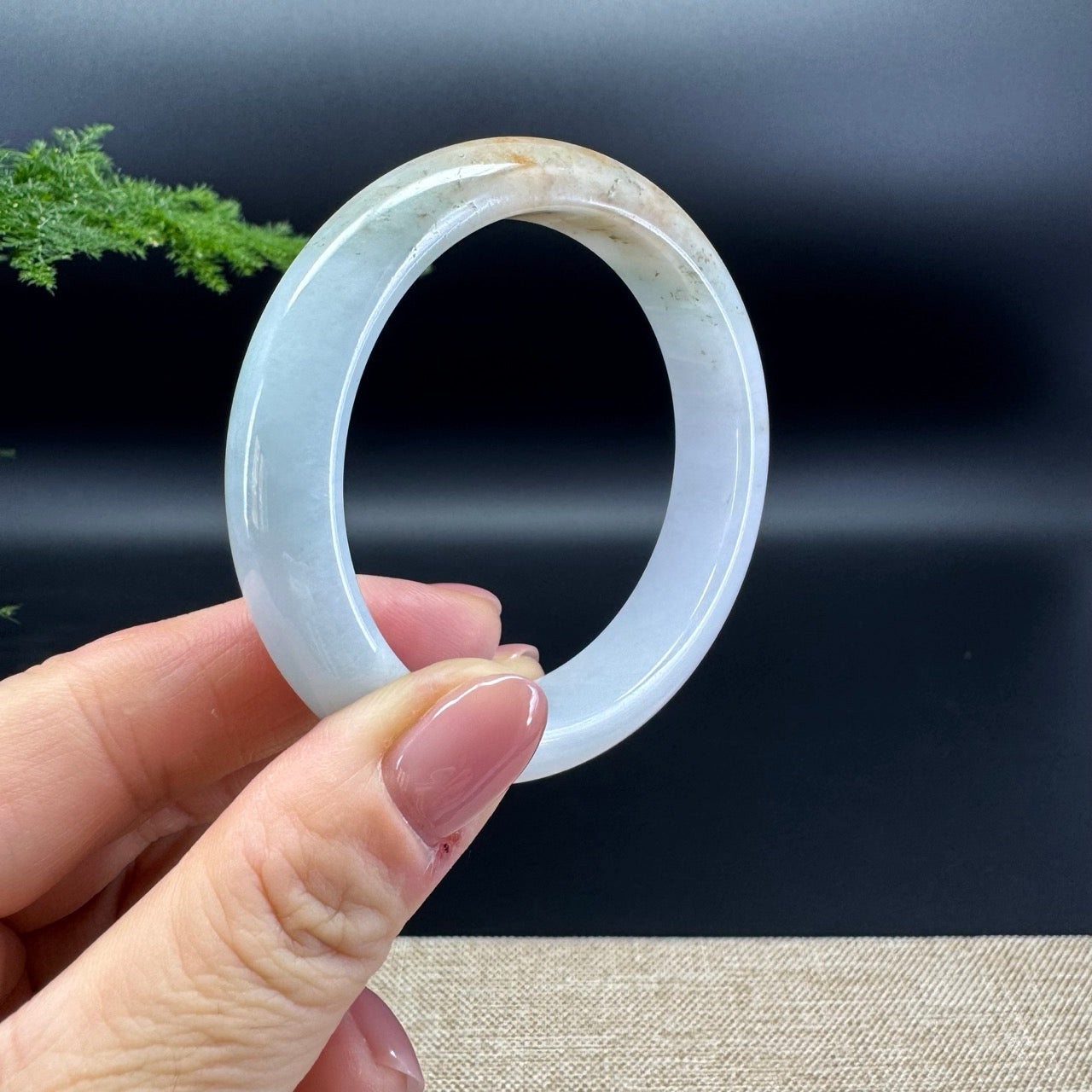 Genuine Burmese Lavender Green Jade Jadeite Bangle Bracelet ( 54mm )