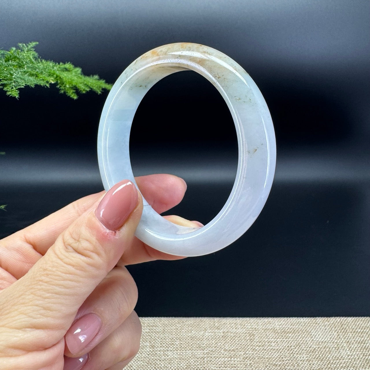 Genuine Burmese Lavender Green Jade Jadeite Bangle Bracelet ( 54mm )