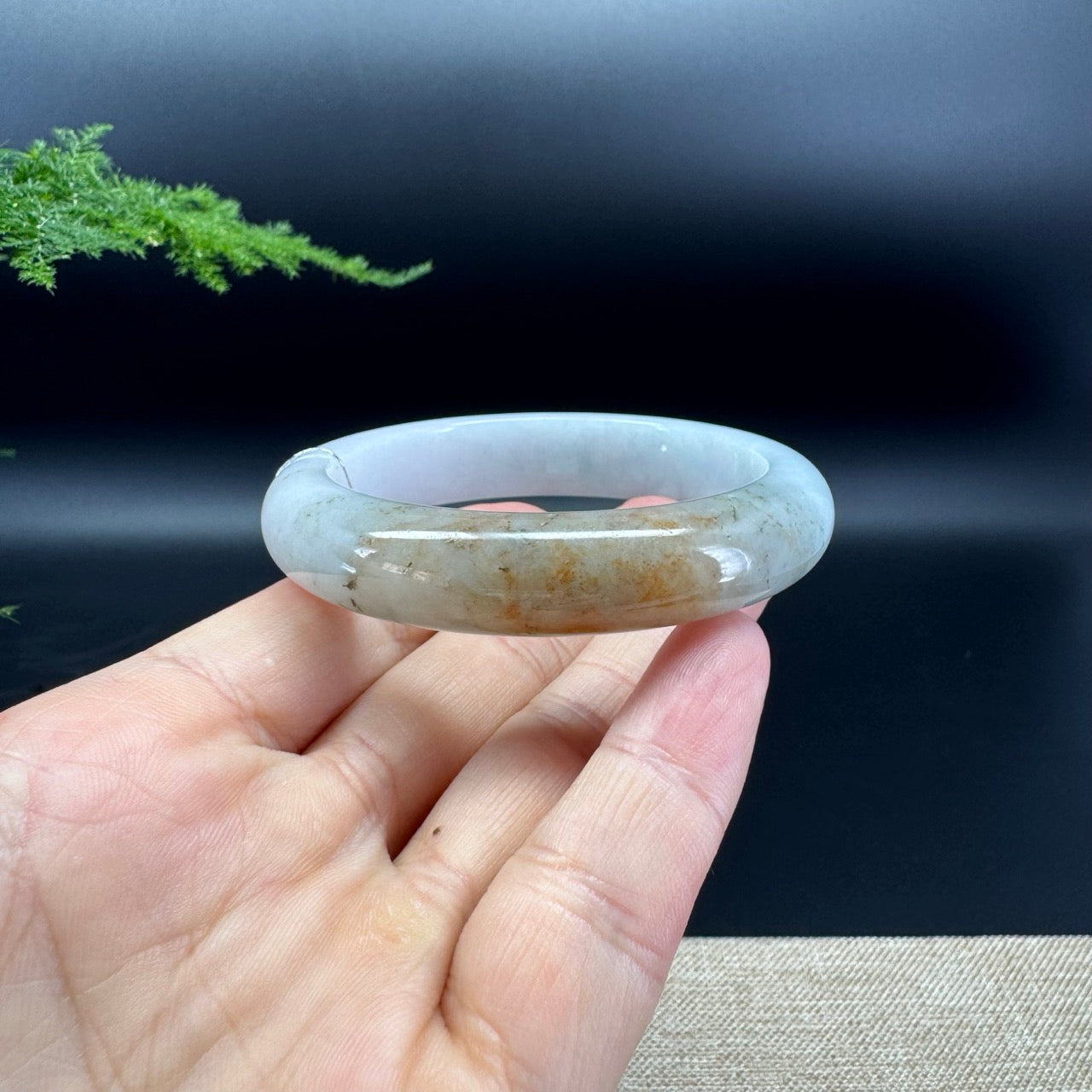 Genuine Burmese Lavender Green Jade Jadeite Bangle Bracelet ( 54mm )