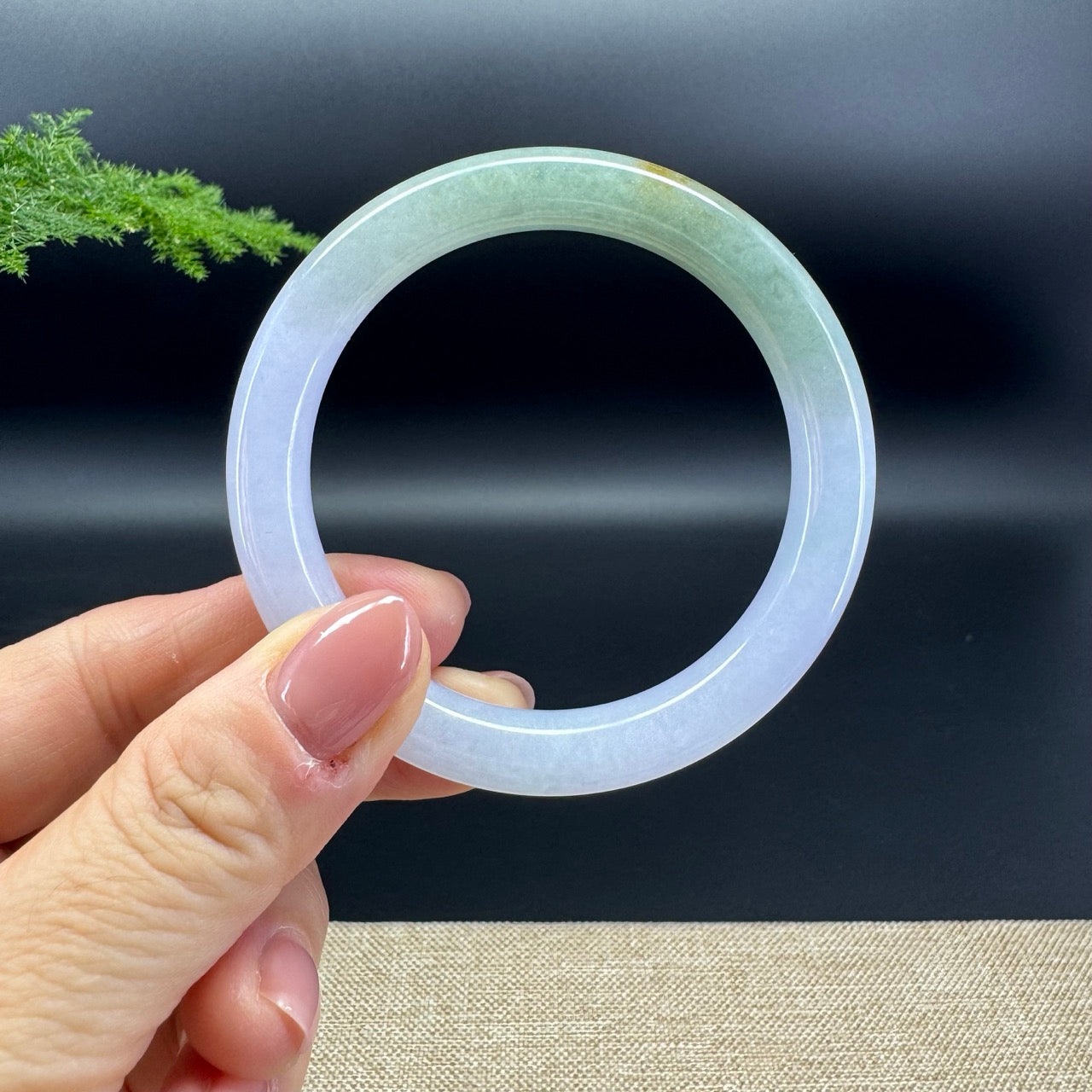Genuine Burmese Lavender Green Jade Jadeite Bangle Bracelet (53.9mm)