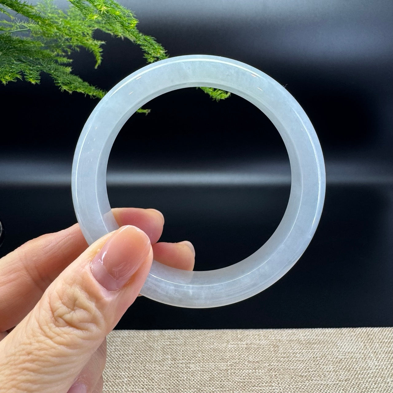 Genuine Burmese Icy Green Jade Jadeite Bangle Bracelet ( 58.2mm )