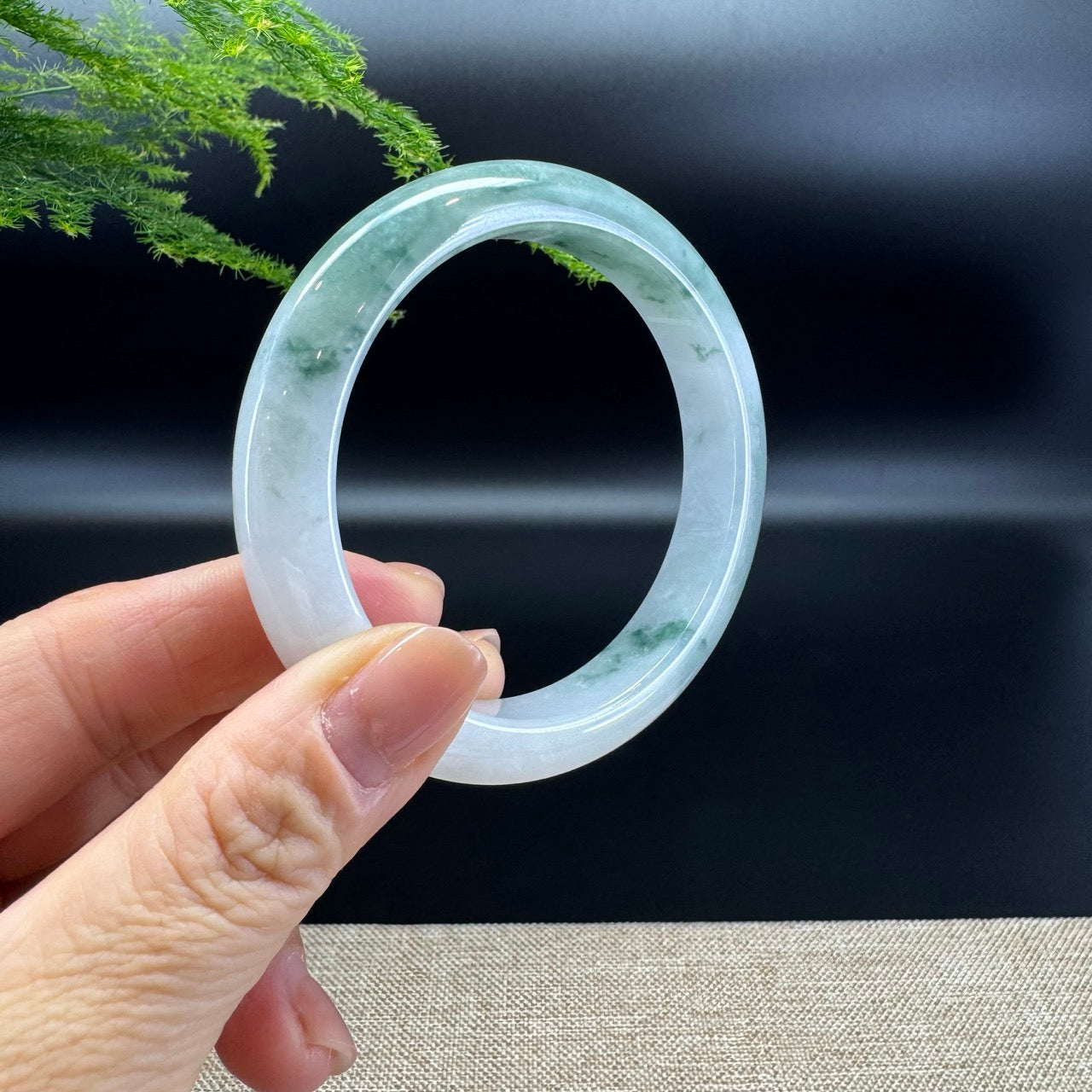 Genuine Burmese Icy Green Jade Jadeite Bangle Bracelet ( 58.8mm )