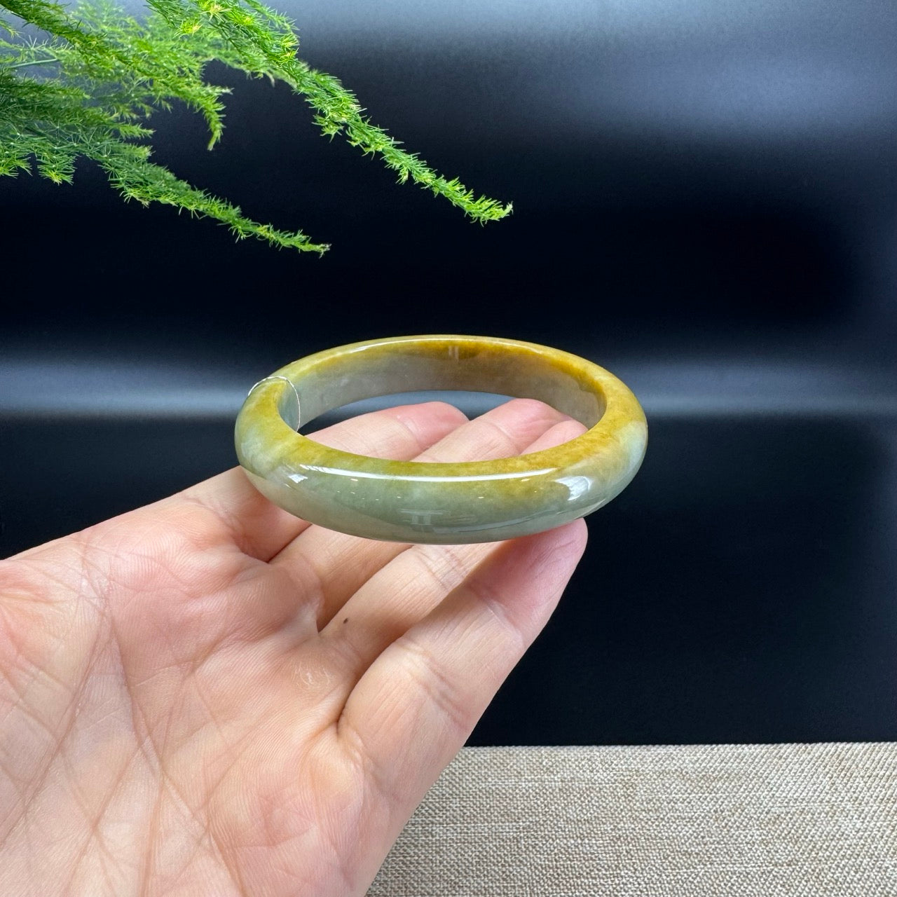 Genuine Burmese Yellow Green Jade Jadeite Bangle Bracelet ( 58.9mm )