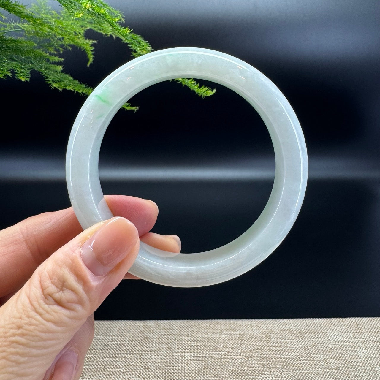 Genuine Burmese Icy Green Jade Jadeite Bangle Bracelet ( 58.4mm )