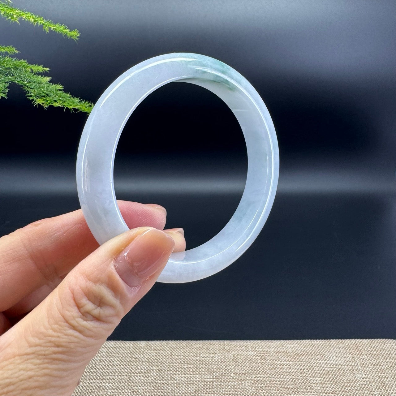 Genuine Burmese Lavender Green Jade Jadeite Bangle Bracelet ( 59.2mm )
