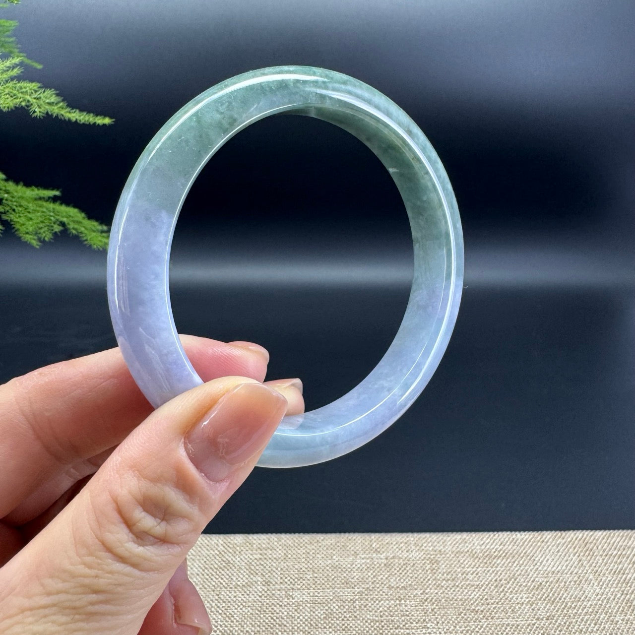 Genuine Burmese Lavender Green Jade Jadeite Bangle Bracelet ( 60.6mm )
