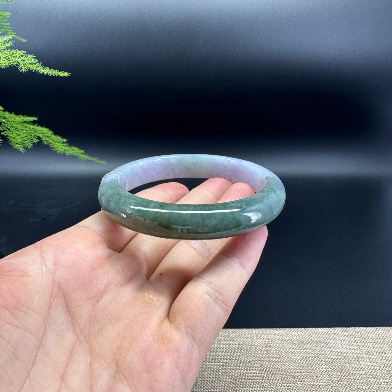 Genuine Burmese Lavender Green Jade Jadeite Bangle Bracelet ( 60.6mm )