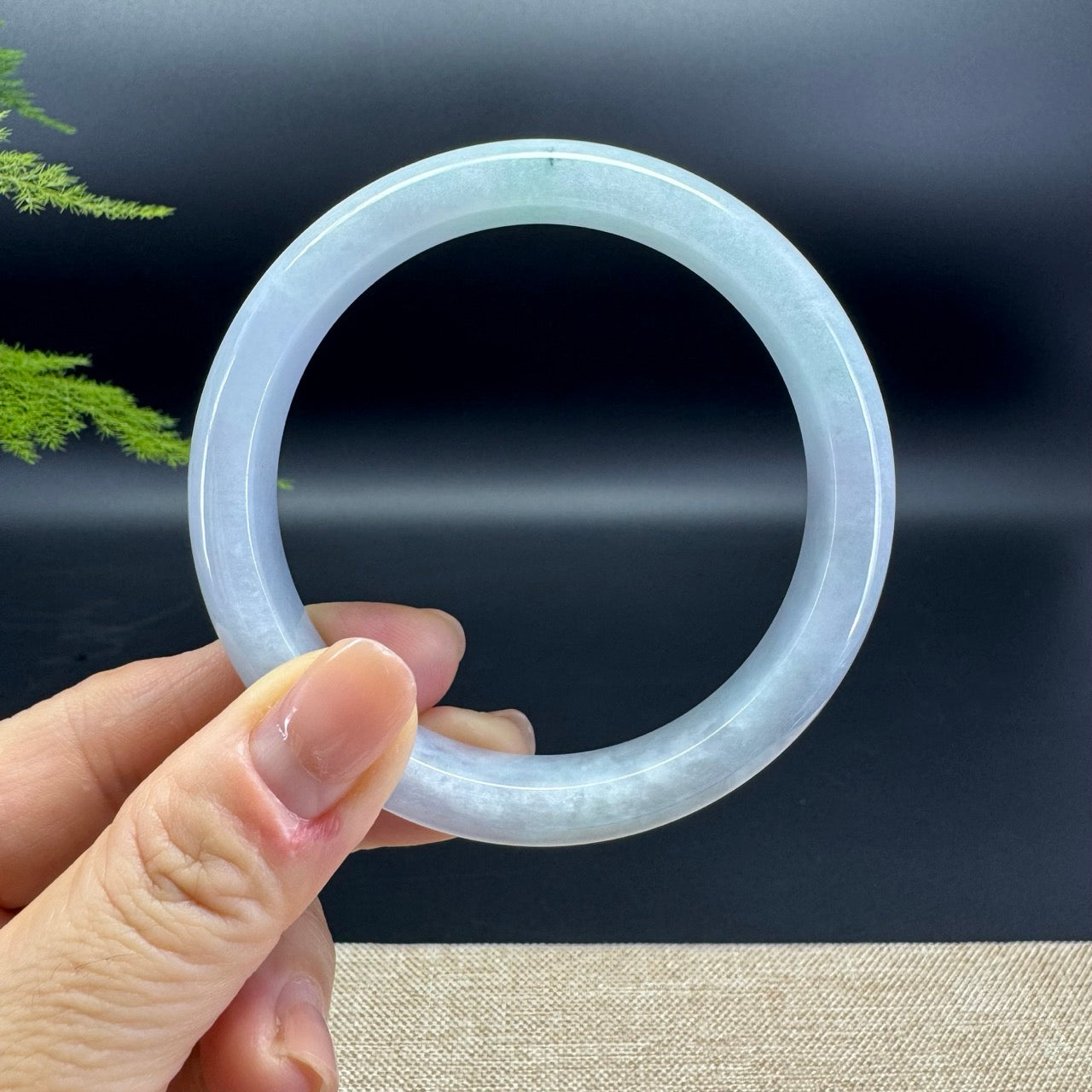 Genuine Burmese Lavender Green Jade Jadeite Bangle Bracelet ( 61.2mm )