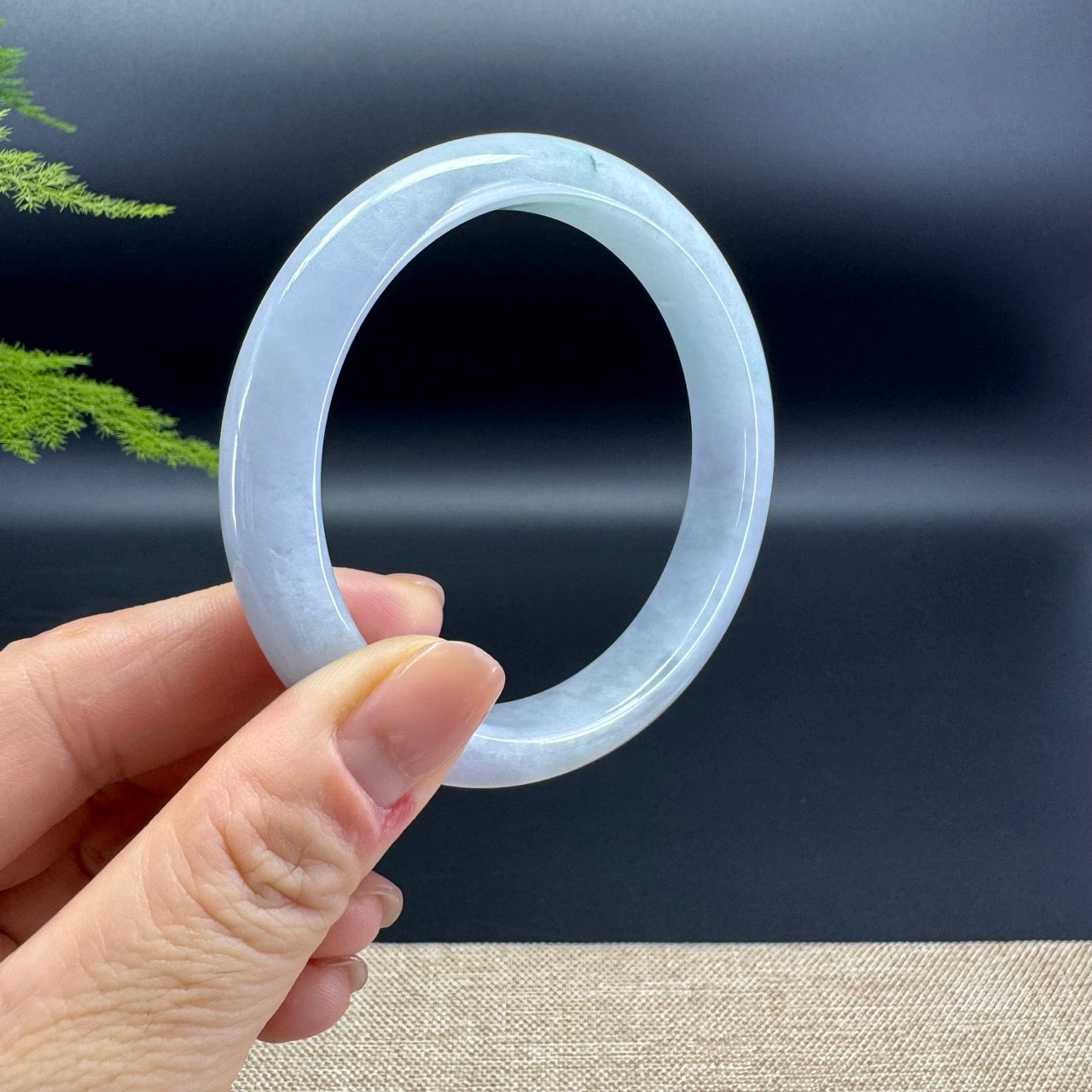 Genuine Burmese Lavender Green Jade Jadeite Bangle Bracelet ( 61.2mm )