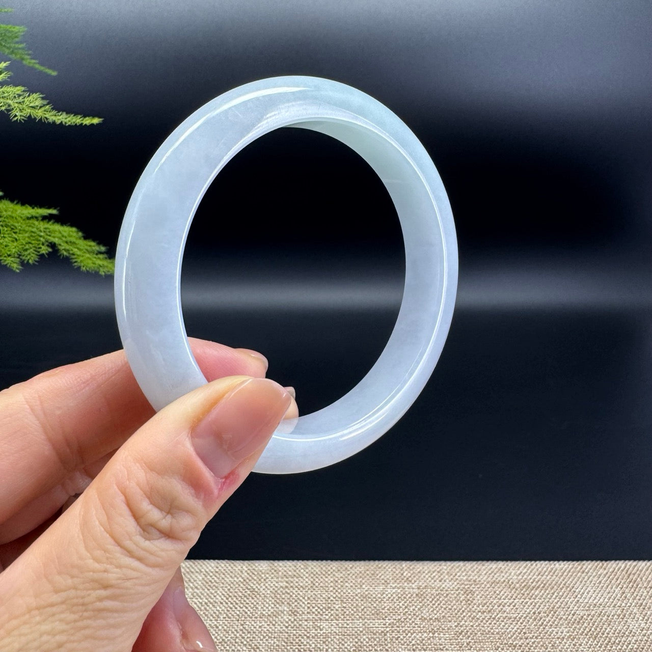 Genuine Burmese Lavender Green Jade Jadeite Bangle Bracelet ( 61.4mm )