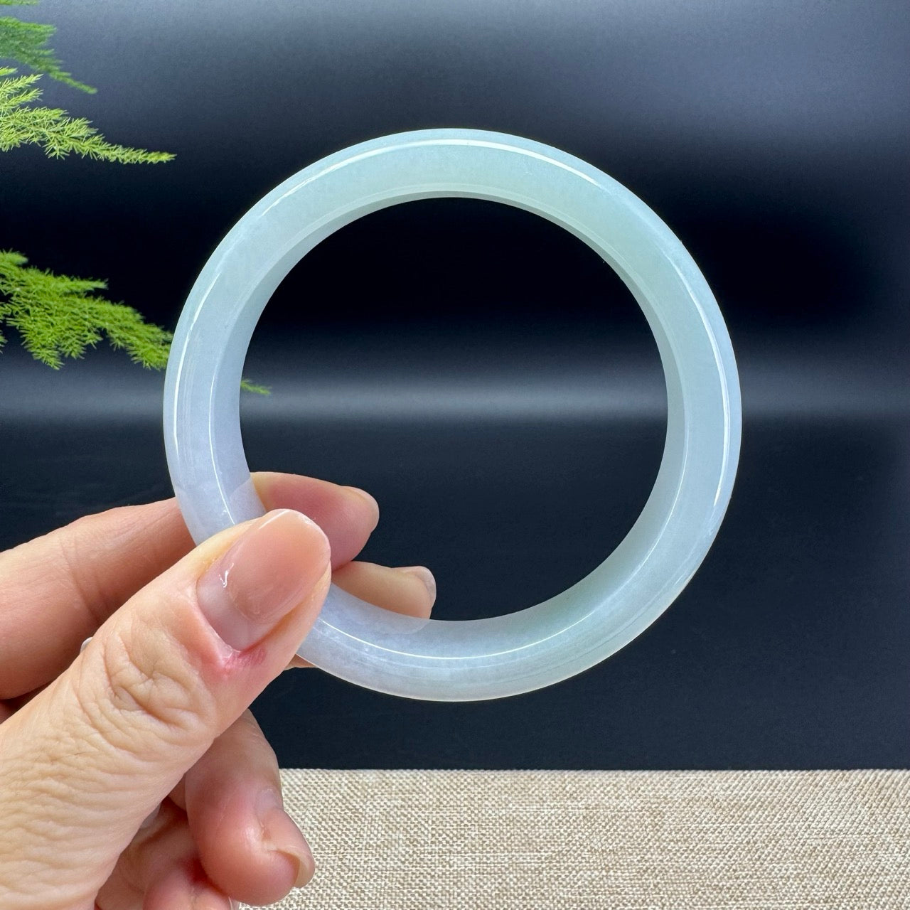 Genuine Burmese Lavender Green Jade Jadeite Bangle Bracelet ( 61.5mm )