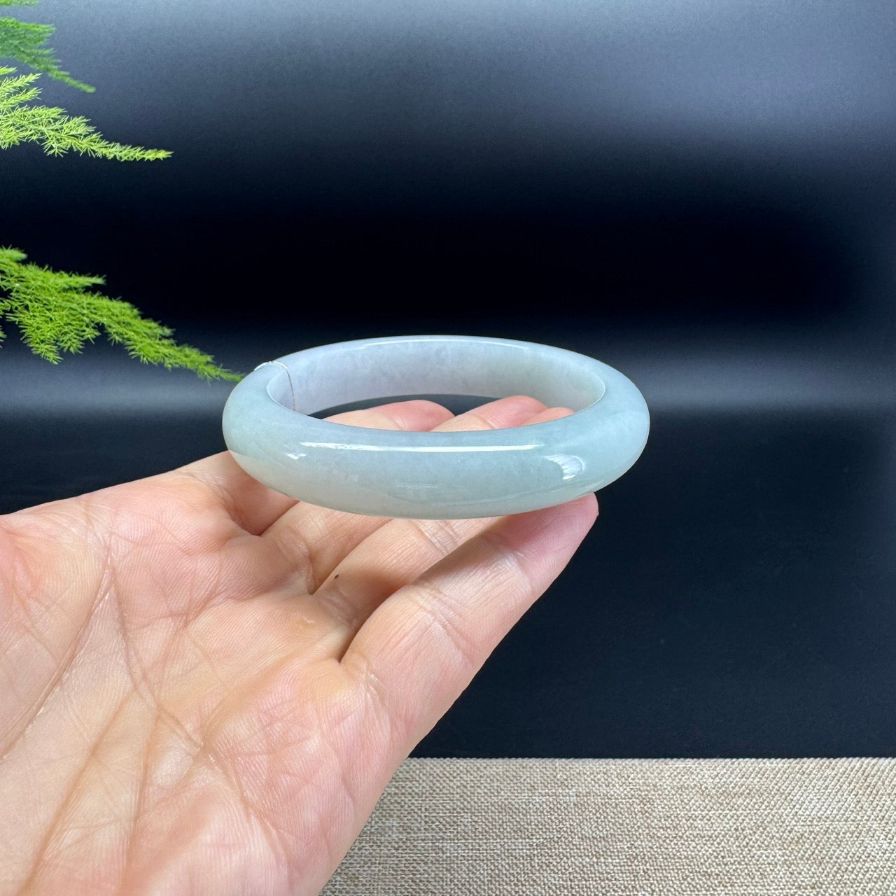Genuine Burmese Lavender Green Jade Jadeite Bangle Bracelet ( 61.5mm )