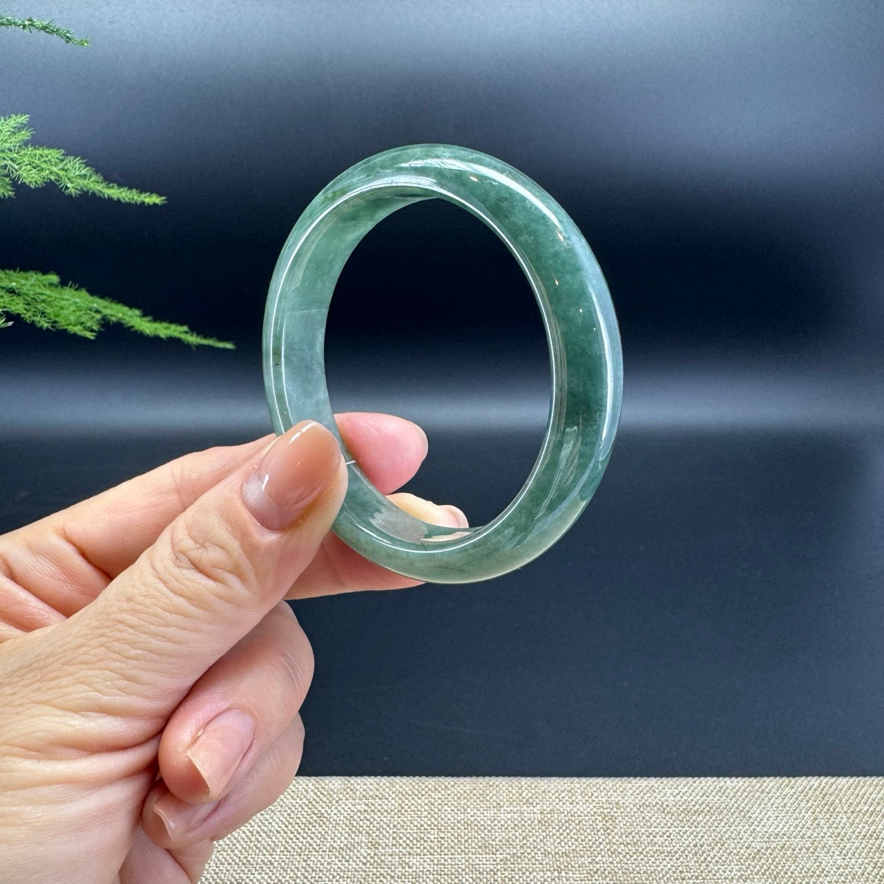 Genuine Burmese Oil Green Jade Jadeite Bangle Bracelet (51.5mm)