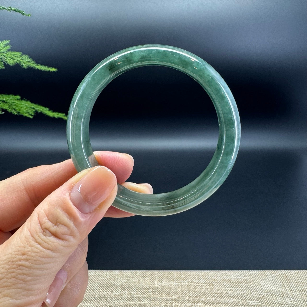 Genuine Burmese Oil Green Jade Jadeite Bangle Bracelet (51.5mm)
