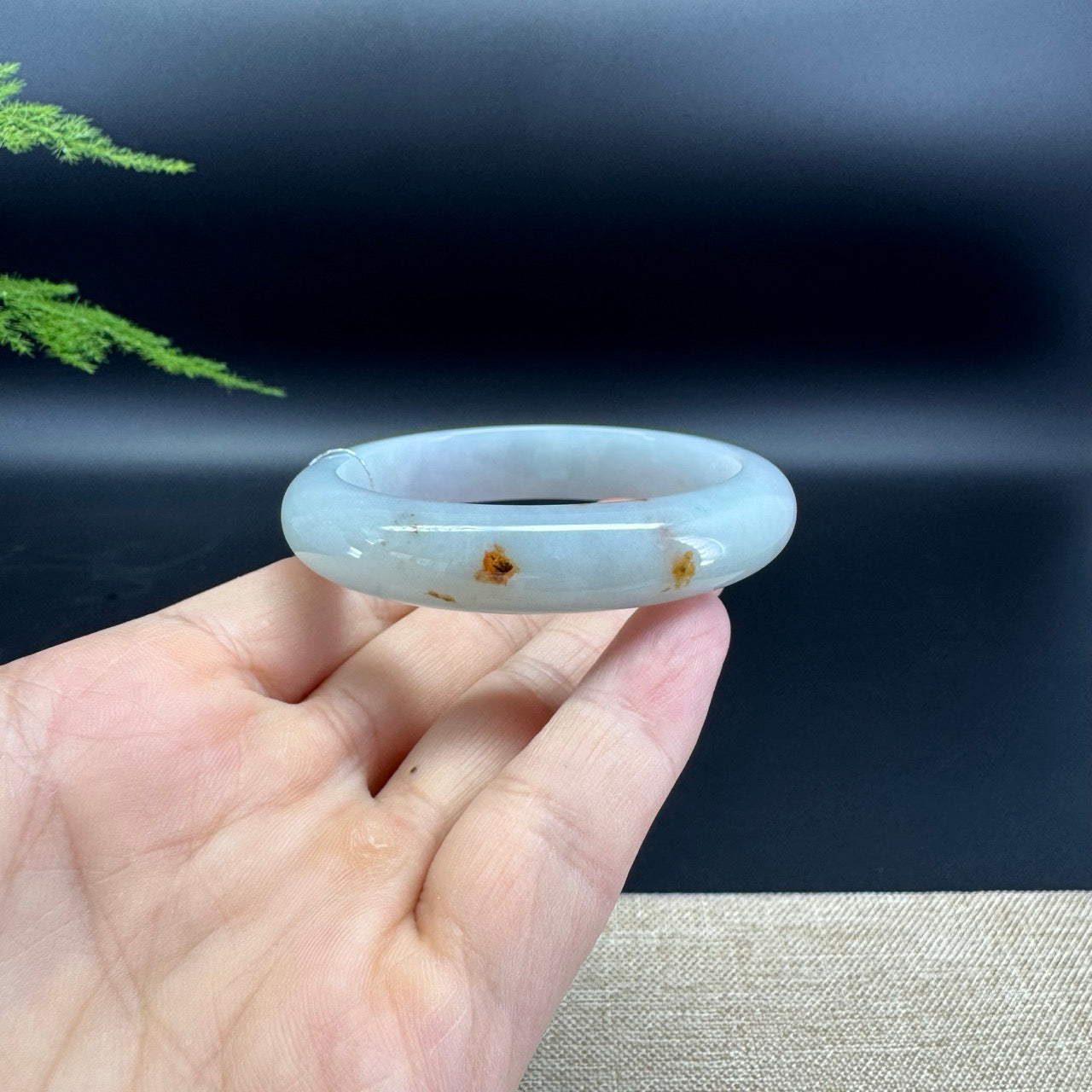 Genuine Burmese Lavender Green Jade Jadeite Bangle Bracelet ( 53.8mm )