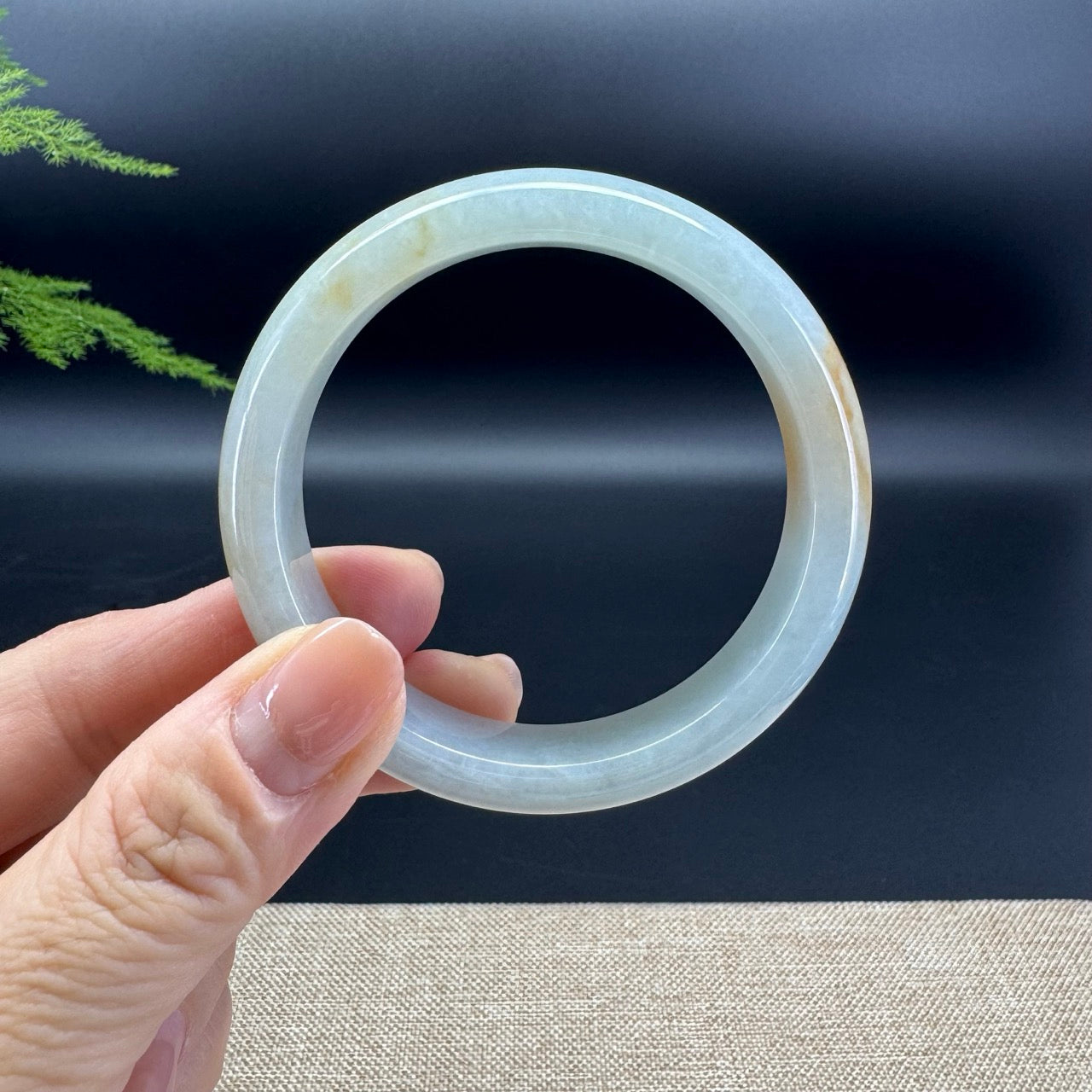 Genuine Burmese Yellow Green Jade Jadeite Bangle Bracelet ( 53.7mm )