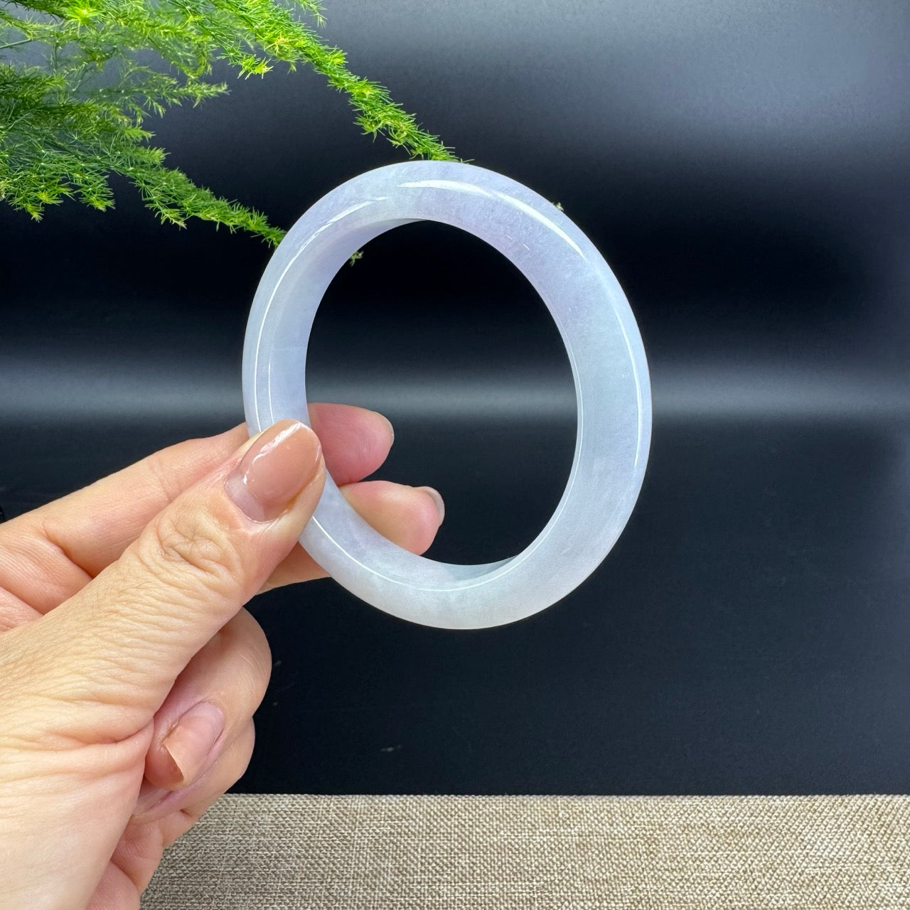 Genuine Burmese Lavender Green Jade Jadeite Bangle Bracelet ( 57.3mm )
