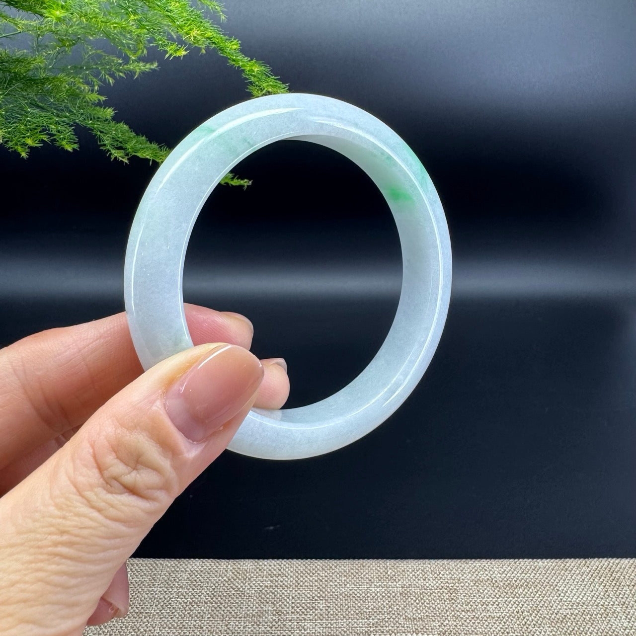 Genuine Burmese Icy Green Jade Jadeite Bangle Bracelet ( 57.5mm )