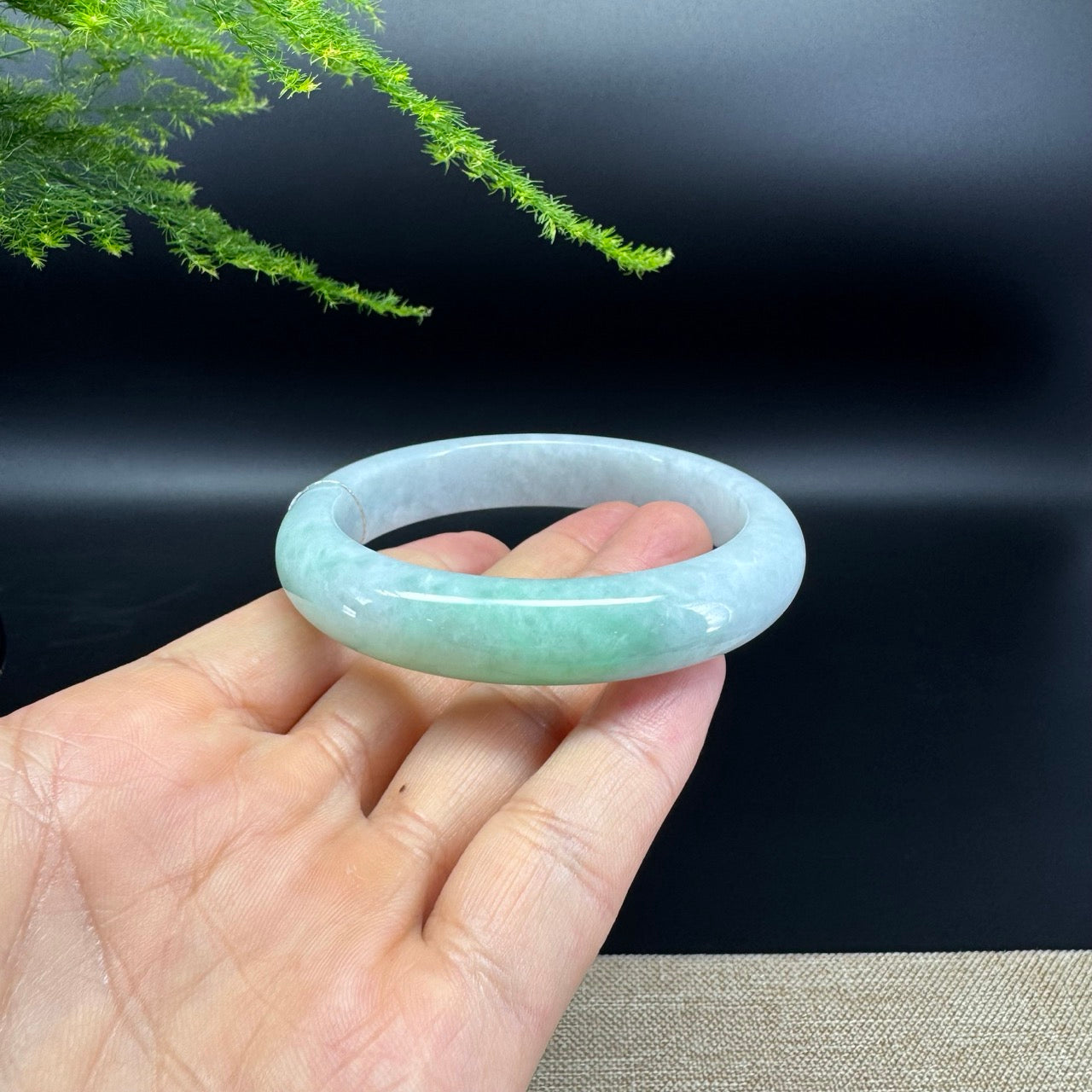 Genuine Burmese Icy Green Jade Jadeite Bangle Bracelet ( 57mm )