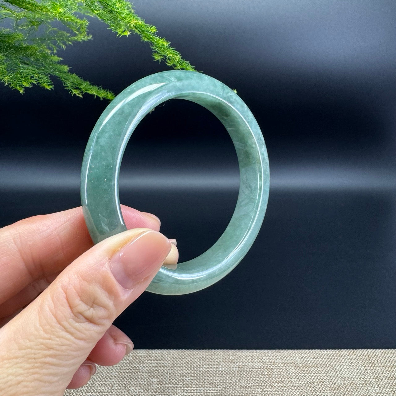 Genuine Burmese Green Jade Jadeite Bangle Bracelet (57.7mm)