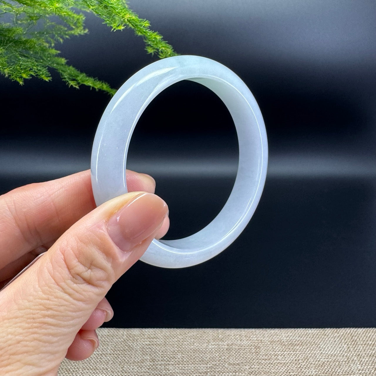 Genuine Burmese Lavender Green Jade Jadeite Bangle Bracelet (57.7mm)