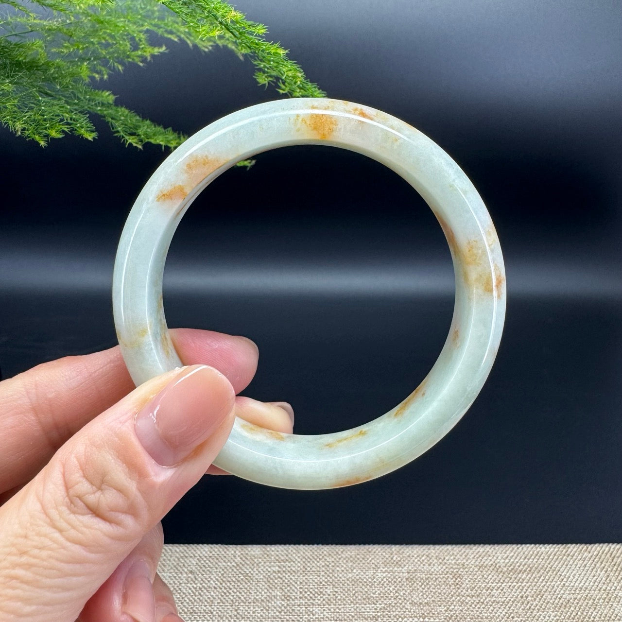 Genuine Burmese Yellow Green Jade Jadeite Bangle Bracelet ( 57.3mm )