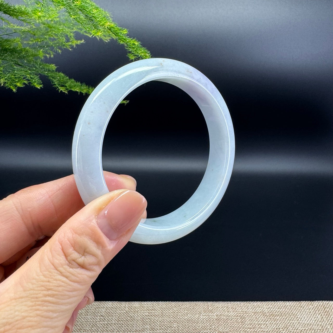 Genuine Burmese Lavender Green Jade Jadeite Bangle Bracelet ( 57.4mm )