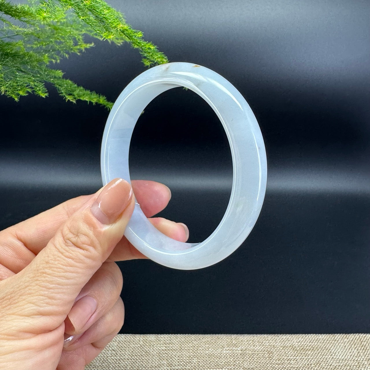 Genuine Burmese Lavender Green Jade Jadeite Bangle Bracelet ( 57mm )
