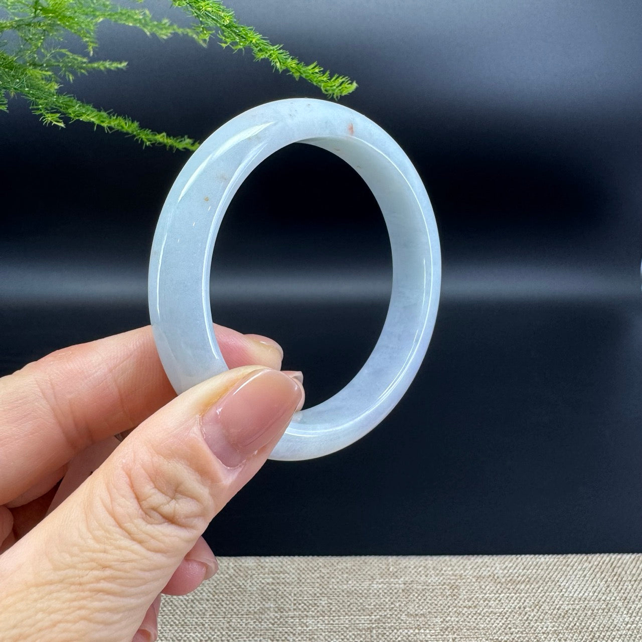 Genuine Burmese Lavender Green Jade Jadeite Bangle Bracelet ( 56.2mm )