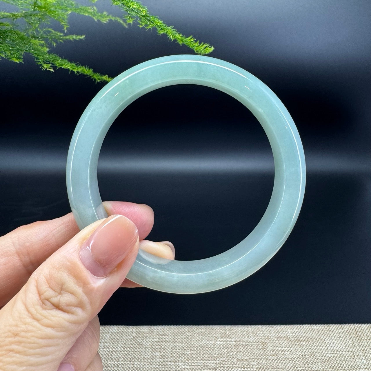 Genuine Burmese Matcha Green Jade Jadeite Bangle Bracelet ( 57.5mm )