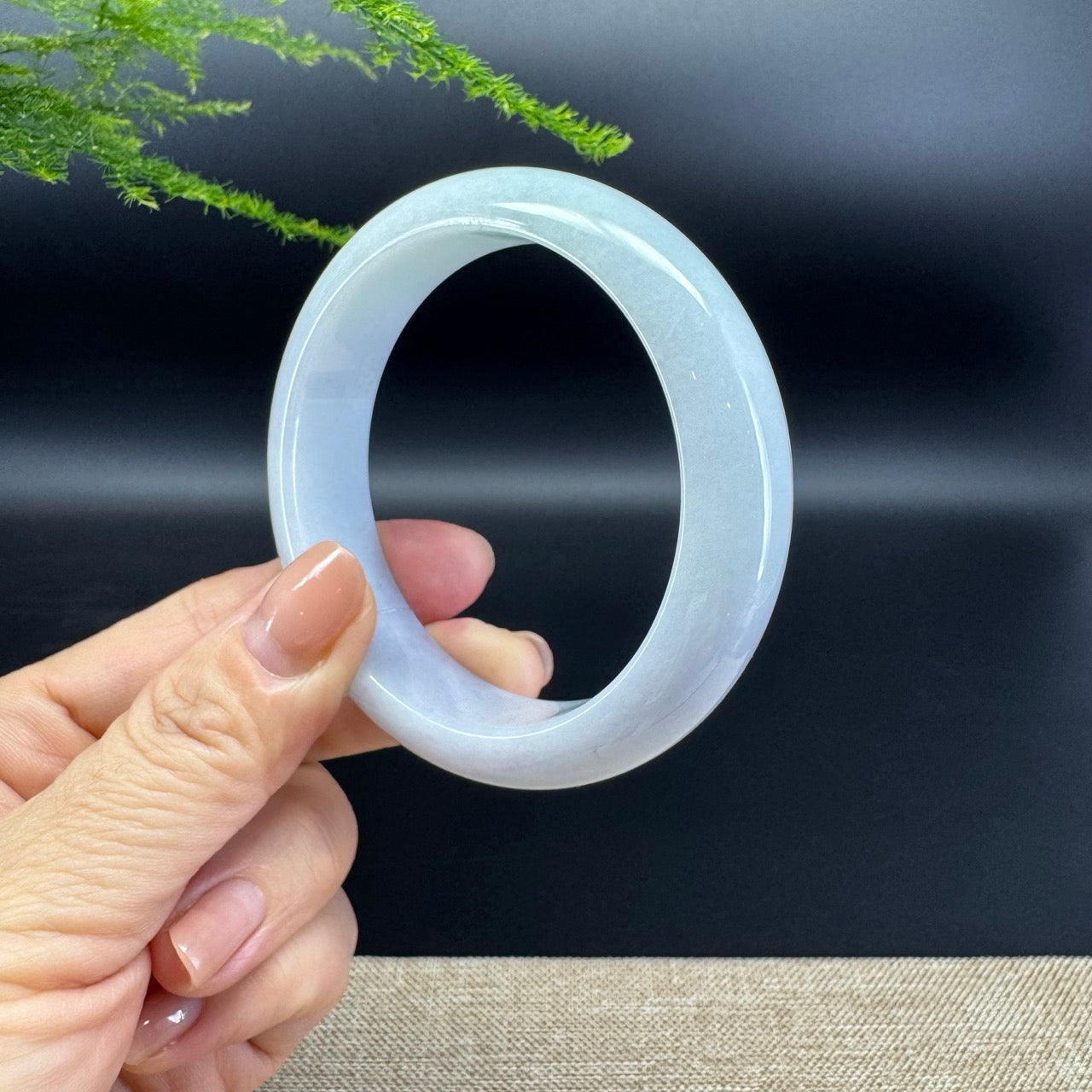 Genuine Burmese Lavender Green Jade Jadeite Bangle Bracelet ( 57.9mm )