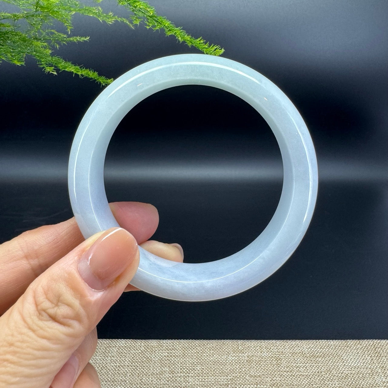 Genuine Burmese Lavender Green Jade Jadeite Bangle Bracelet ( 57.9mm )