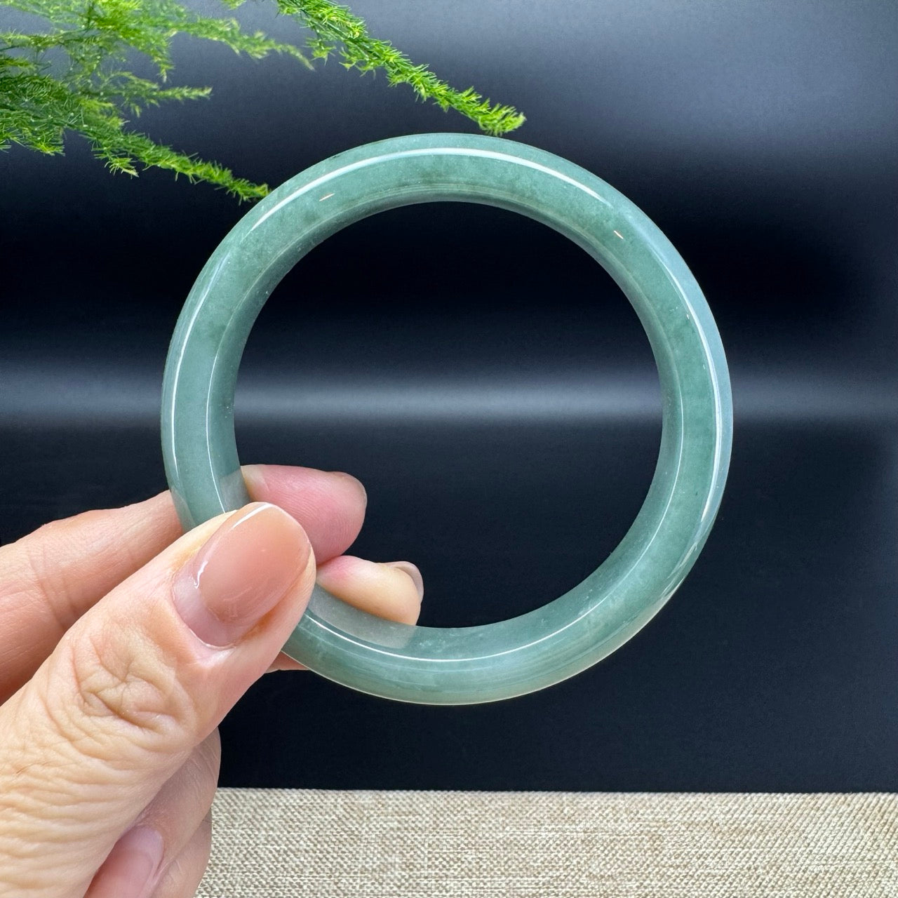 Genuine Burmese Green Jade Jadeite Bangle Bracelet (57.9mm)