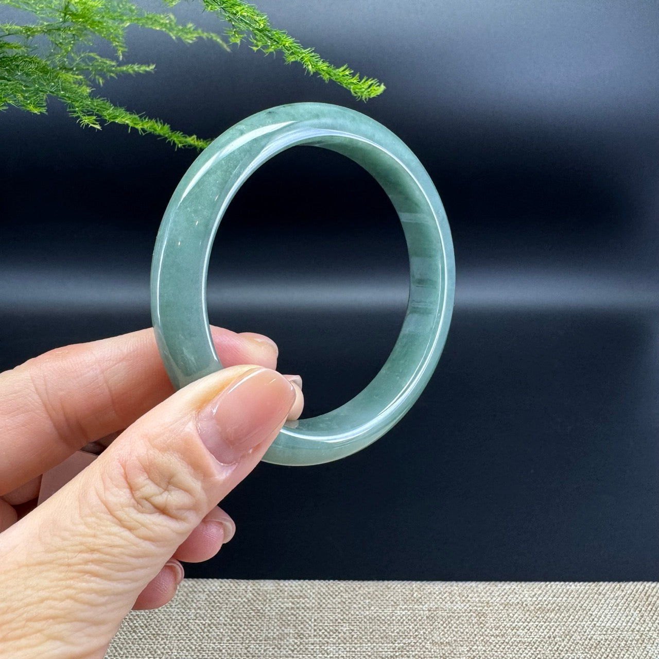 Genuine Burmese Green Jade Jadeite Bangle Bracelet (57.9mm)