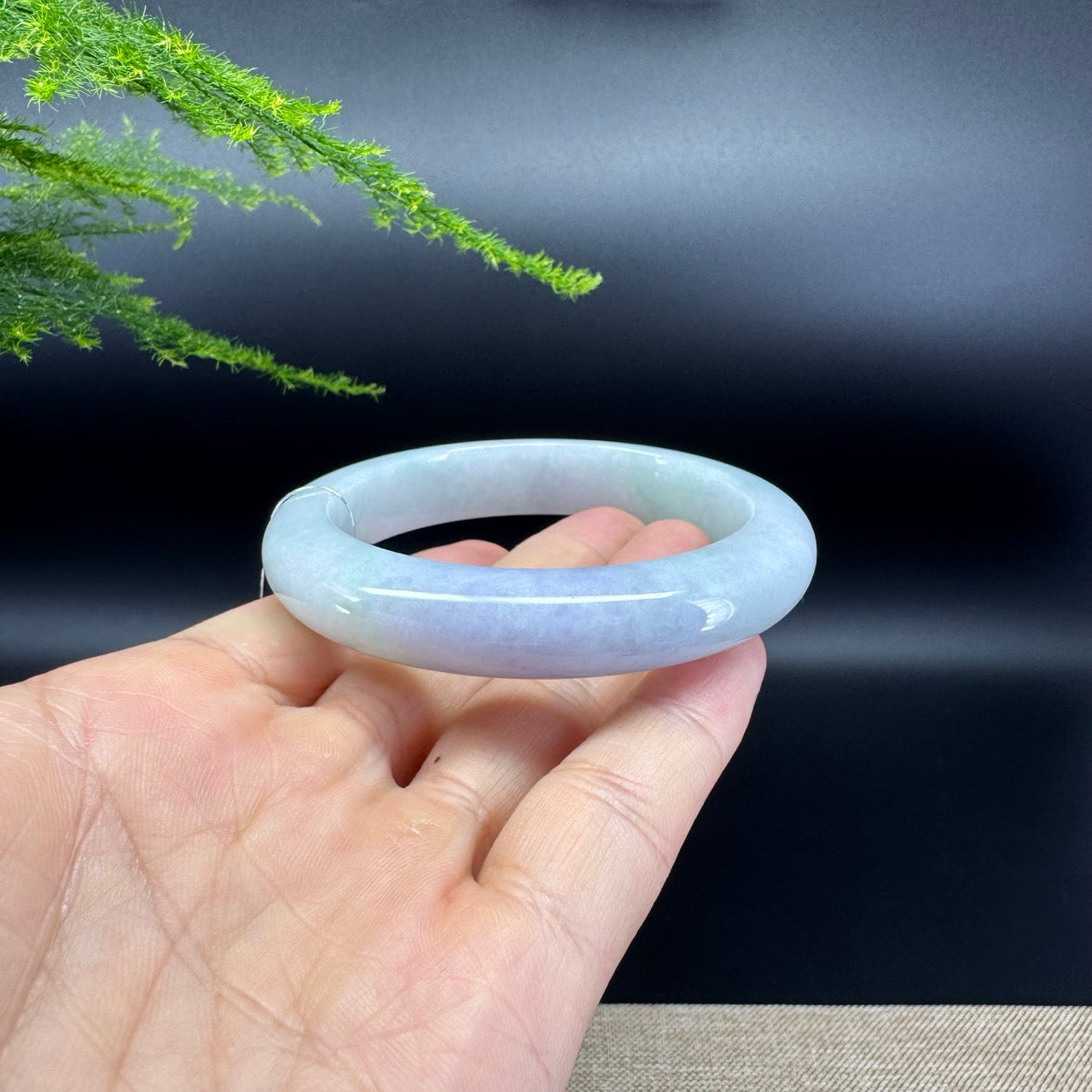 Genuine Burmese Lavender Green Jade Jadeite Bangle Bracelet (56.4mm)