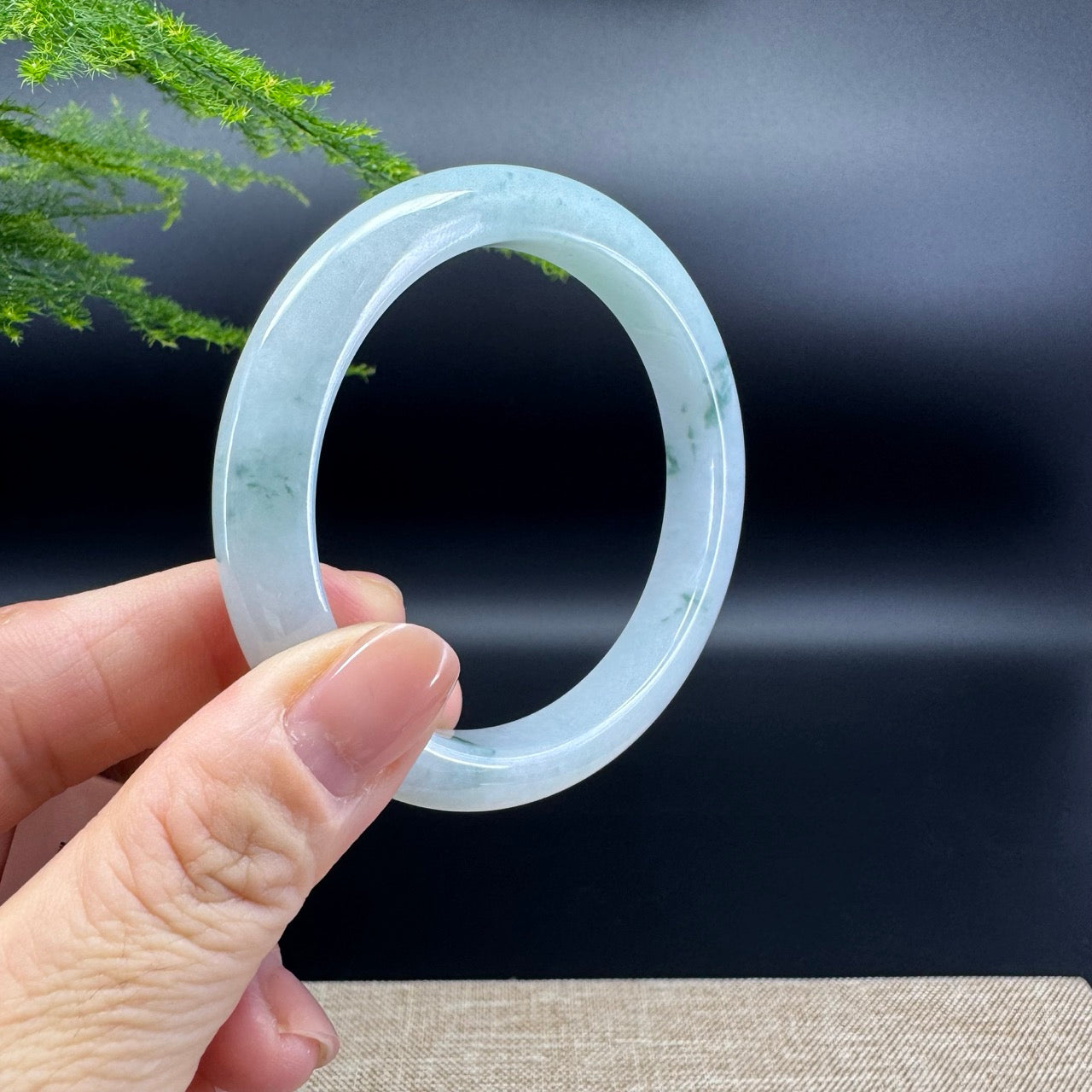 Genuine Burmese Icy Green Jade Jadeite Bangle Bracelet ( 56.7mm )