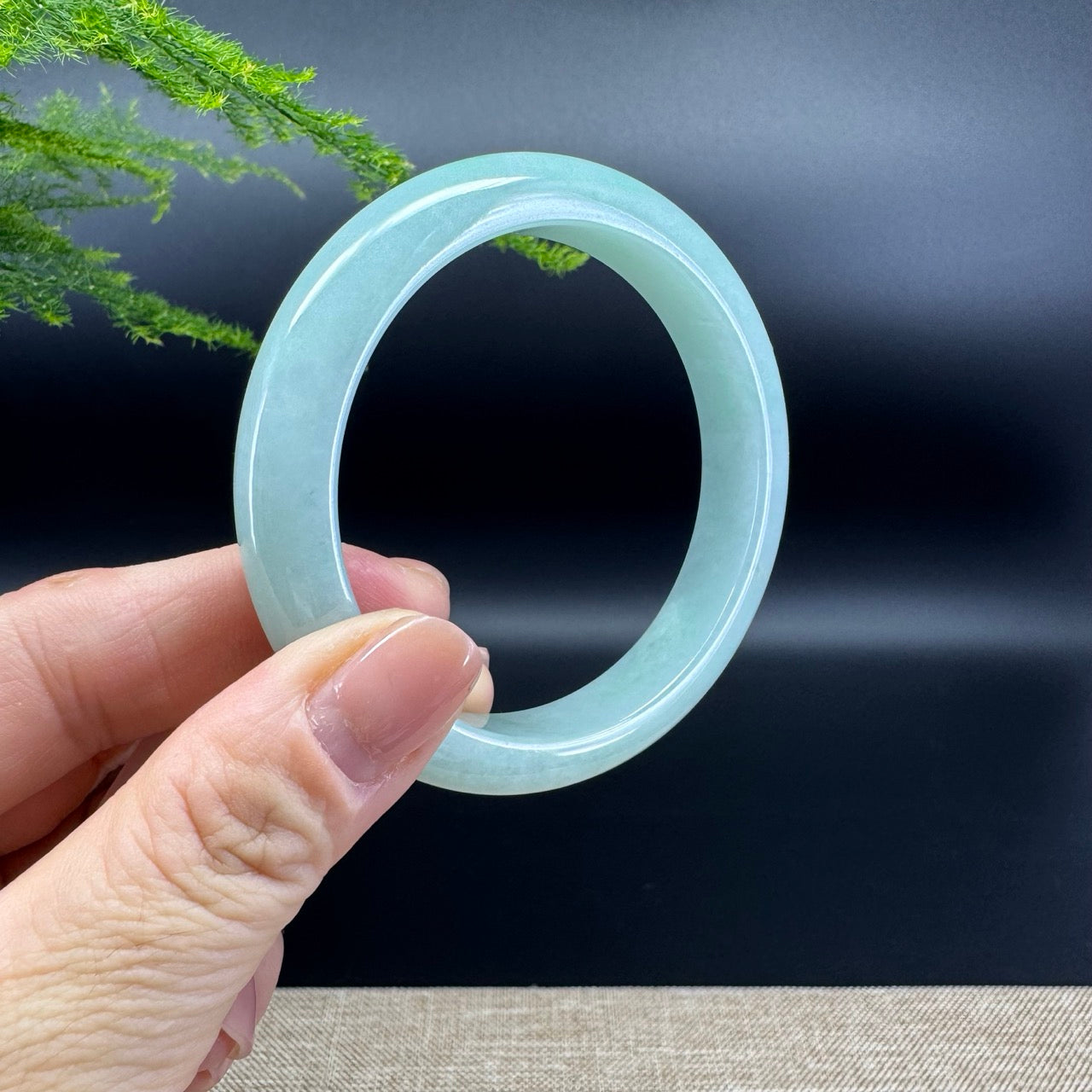 Genuine Burmese Green Jade Jadeite Bangle Bracelet (56.4mm )