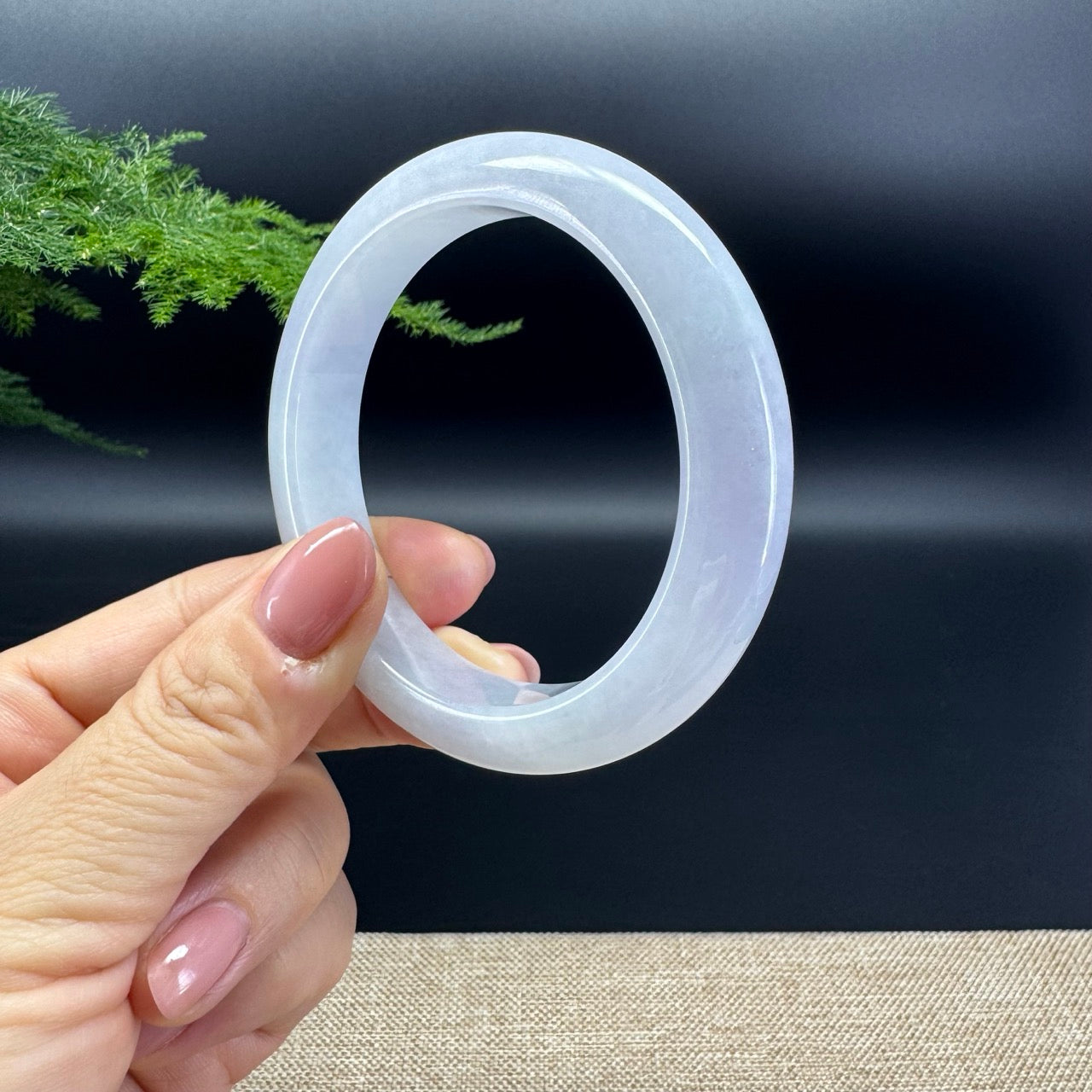 Genuine Burmese Lavender Jade Jadeite Bangle Bracelet (56.3mm)