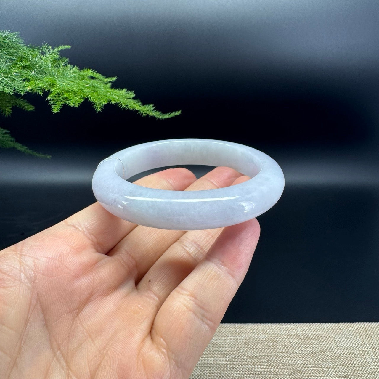 Genuine Burmese Lavender Jade Jadeite Bangle Bracelet (56.3mm)