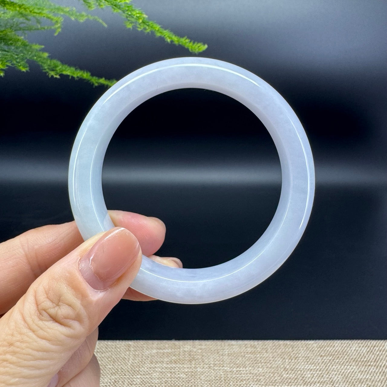 Genuine Burmese Lavender Green Jade Jadeite Bangle Bracelet ( 56.7mm )