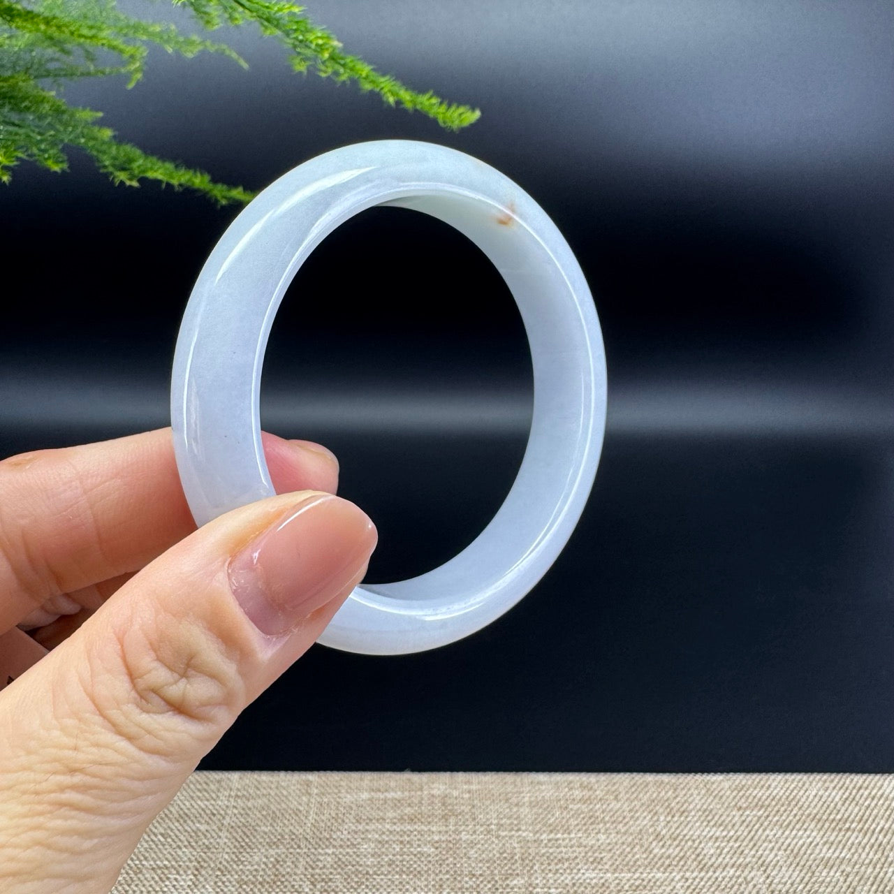 Genuine Burmese Icy Lavender Green Jade Jadeite Bangle Bracelet ( 56.2mm )