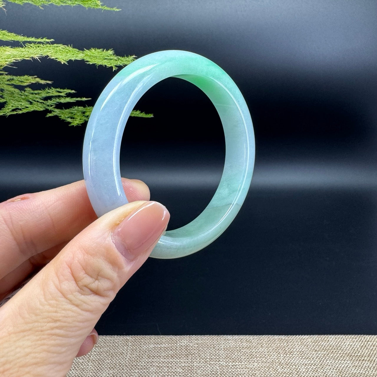 Genuine Burmese Lavender Green Jade Jadeite Bangle Bracelet ( 54.6mm )