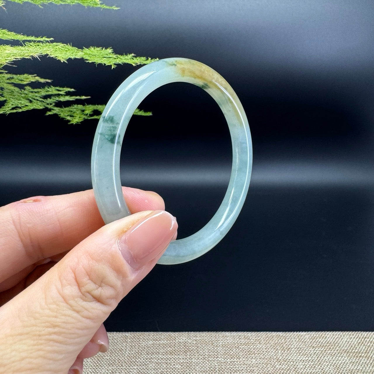 Genuine Burmese Yellow Green Jade Jadeite Bangle Bracelet ( 54mm )