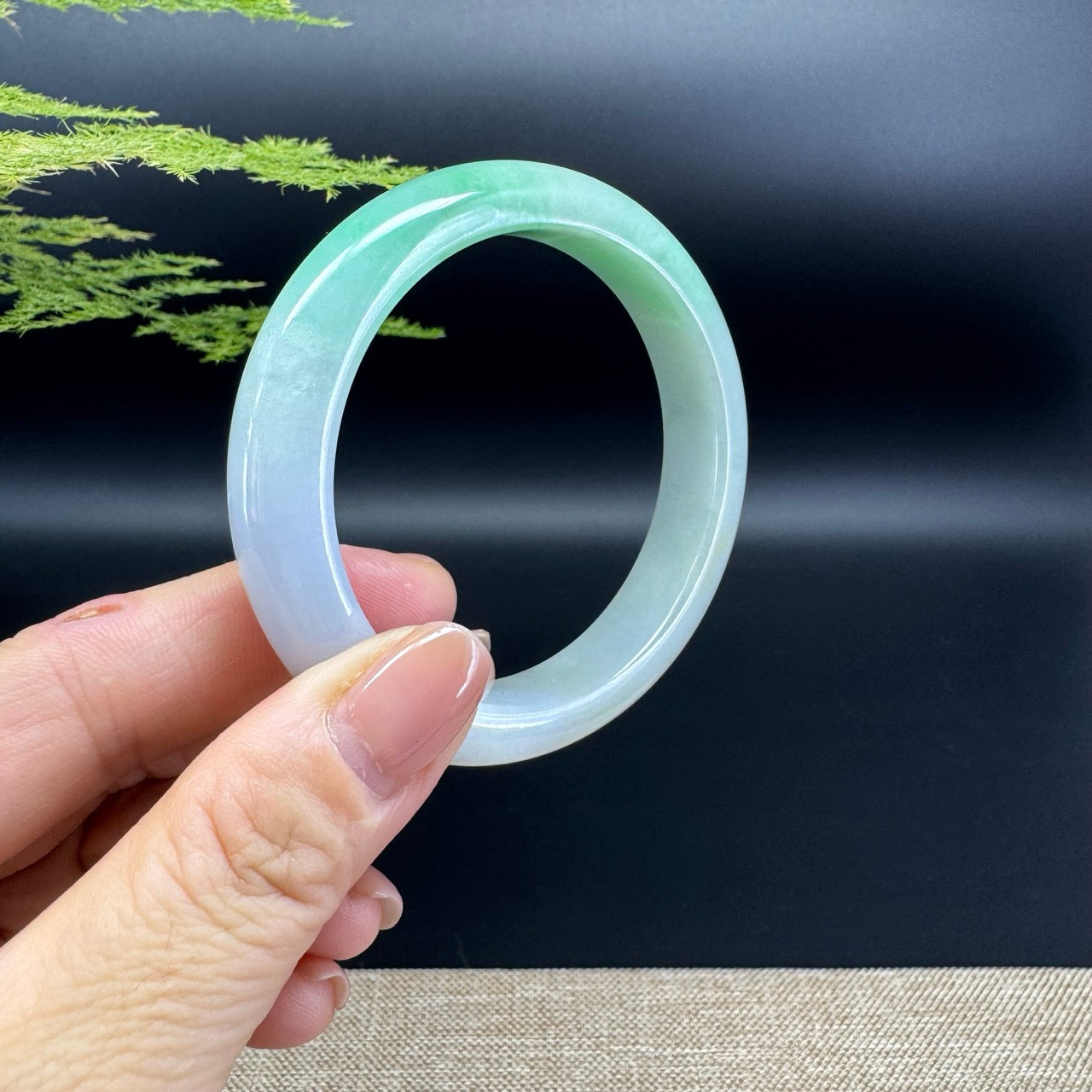 Genuine Burmese Lavender Green Jade Jadeite Bangle Bracelet ( 54.6mm )